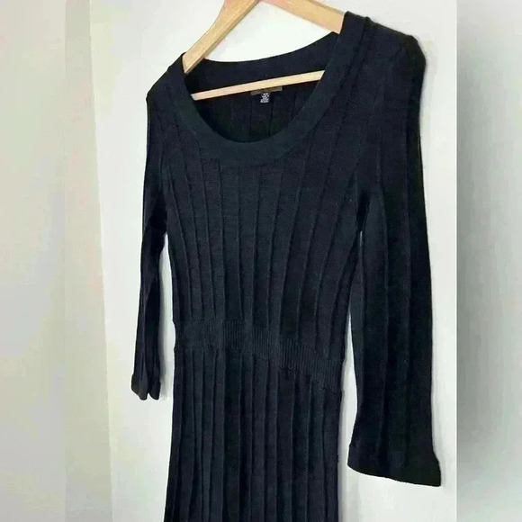 Spense Women’s Black Ribbed Preppy Classic Knit Normcore Midi Dress Medium - Picture 12 of 12